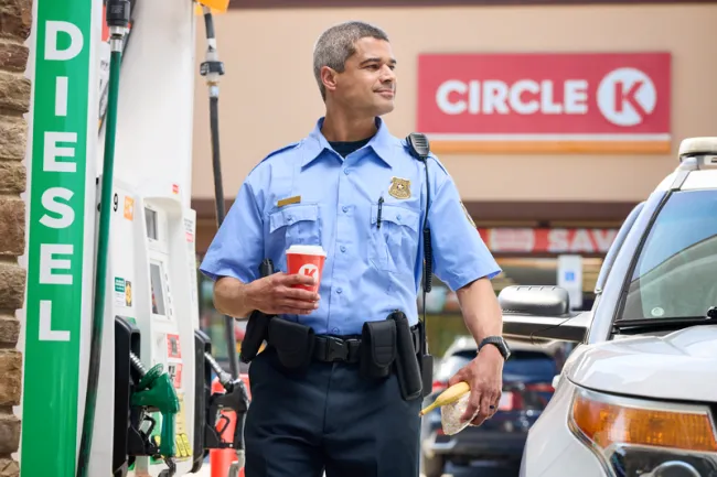 police officer at Circle K station