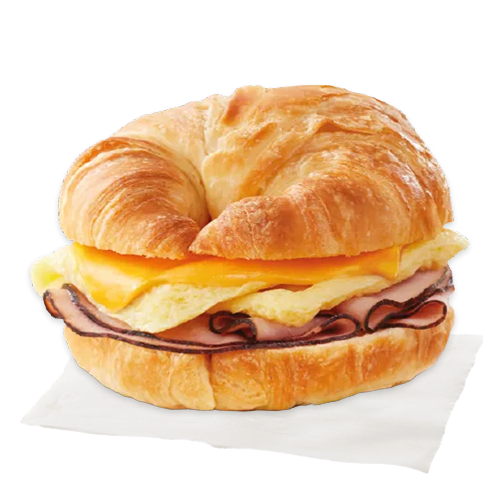 crossiant, ham, egg and cheese