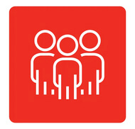 An icon showing three people standing side-by-side.